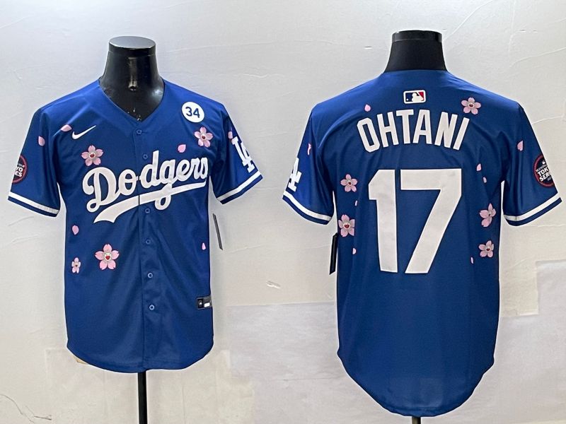 Men Los Angeles Dodgers #17 Ohtani Blue Sakura Edition 2025 Nike MLB Jersey style 5->los angeles dodgers->MLB Jersey